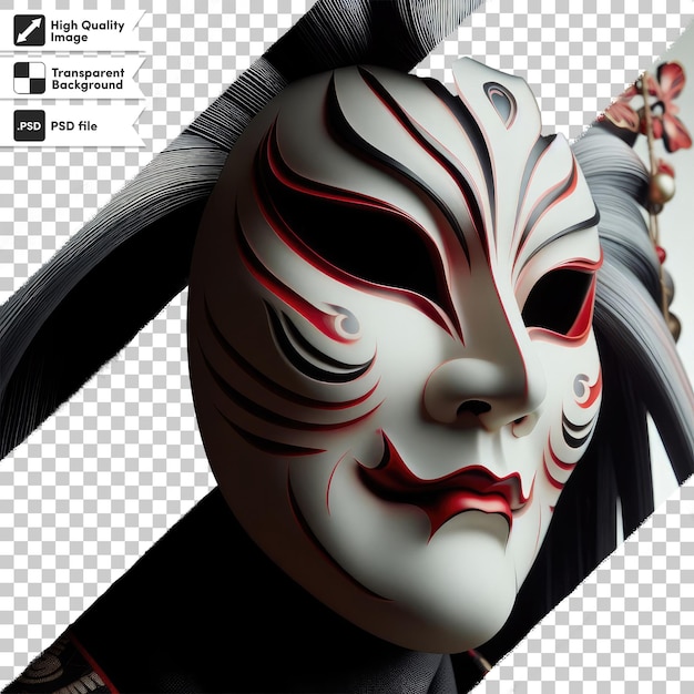 PSD máscara de kabuki psd em fundo transparente com camada de máscara editável
