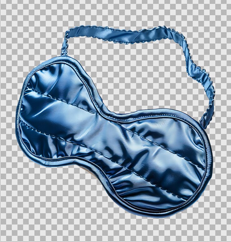 PSD máscara de dormir azul sobre un fondo transparente