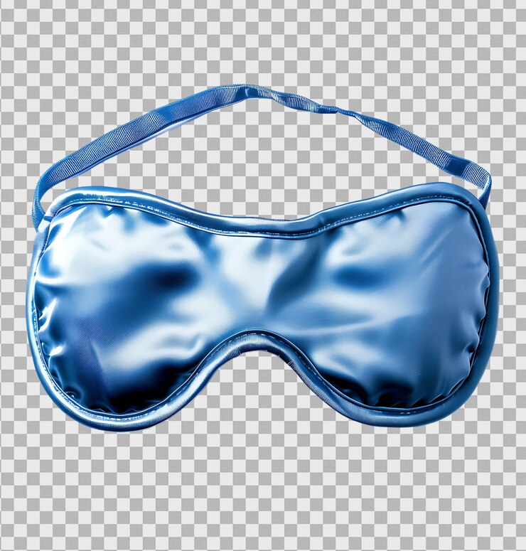PSD máscara de dormir azul sobre un fondo transparente