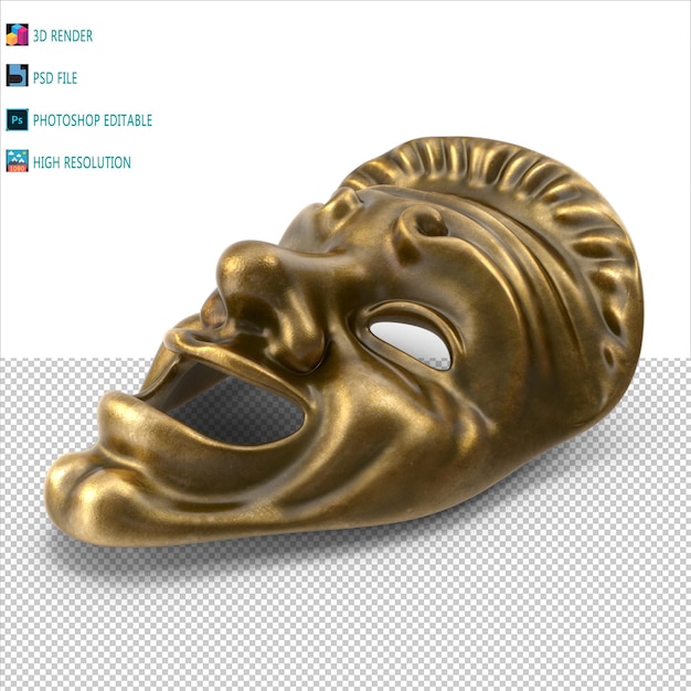 Máscara facial de teatro Modelagem 3D PSD