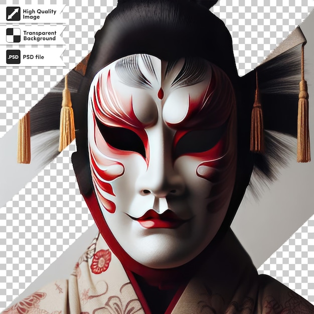PSD máscara de kabuki psd en fondo transparente con capa de máscara editable