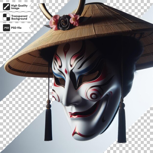 PSD máscara de kabuki psd en fondo transparente con capa de máscara editable