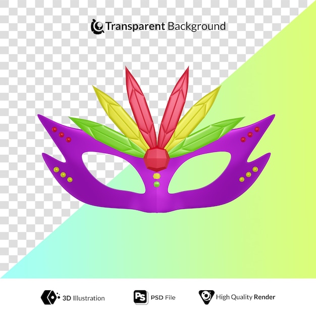 PSD máscara mardi gras carnaval ilustração 3d