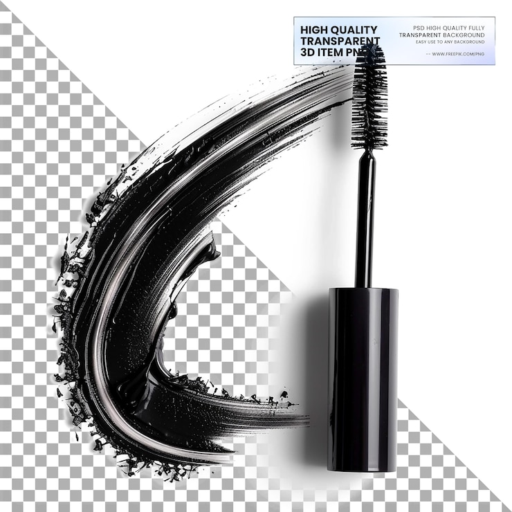 PSD mascara una mascara volumínica con fórmula de larga duración sobre un fondo transparente