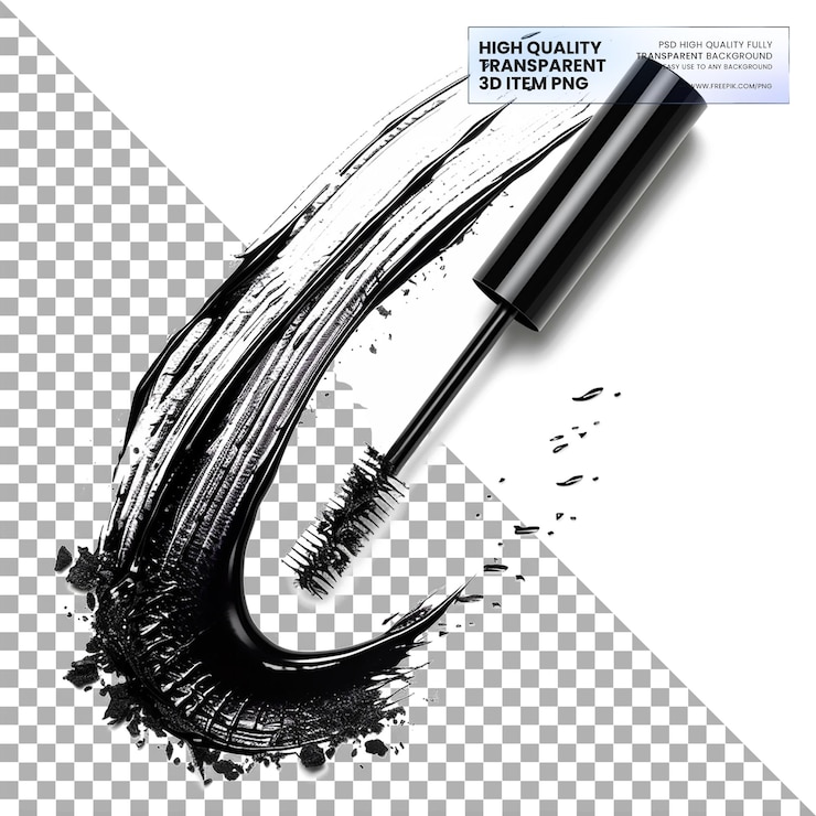 PSD mascara una mascara volumínica con fórmula de larga duración sobre un fondo transparente