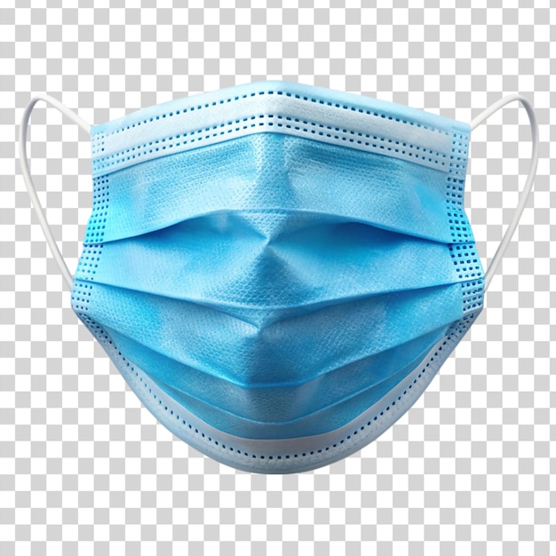 Máscara médica azul isolada em fundo transparente