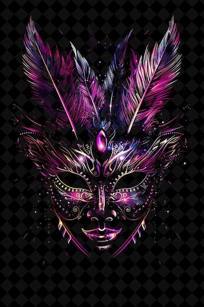 Máscara misteriosa 32 bit pixel com símbolos de mascarada e coleções de arte de cor neon de forma fea y2k