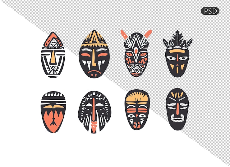 PSD máscaras tribales africanas temáticas