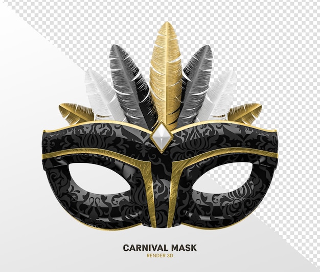 Maschera carnevale 3d rendere realistico isolato trasparente