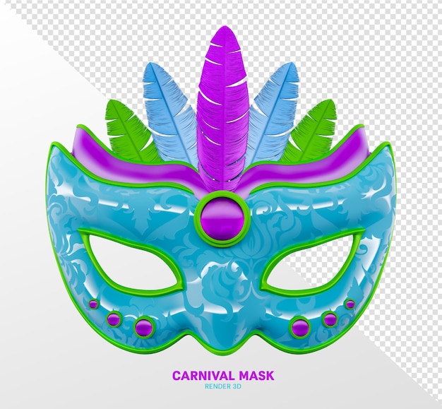 Maschera carnevale 3d rendere realistico isolato trasparente