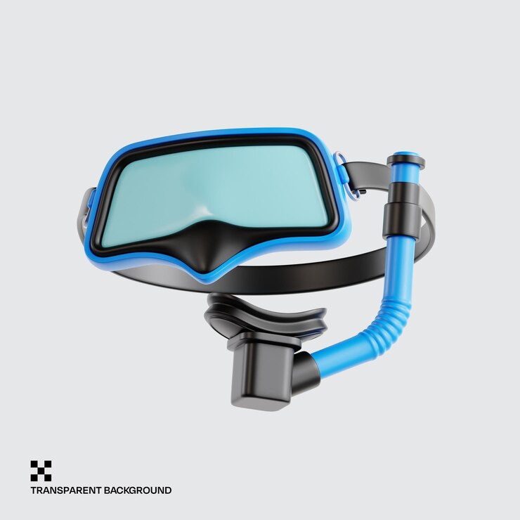 PSD maschera da snorkeling blu con tubo di respirazione