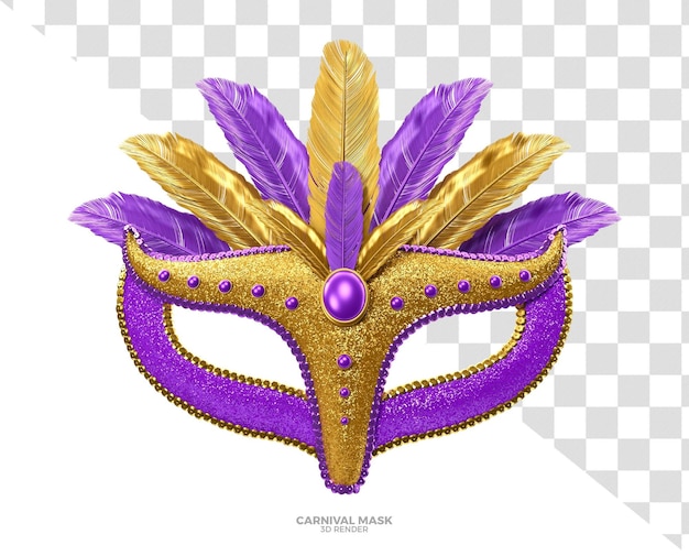 Maschera di carnevale brasiliano viola 3D Render