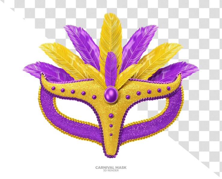 PSD maschera di carnevale brasiliano viola 3d render