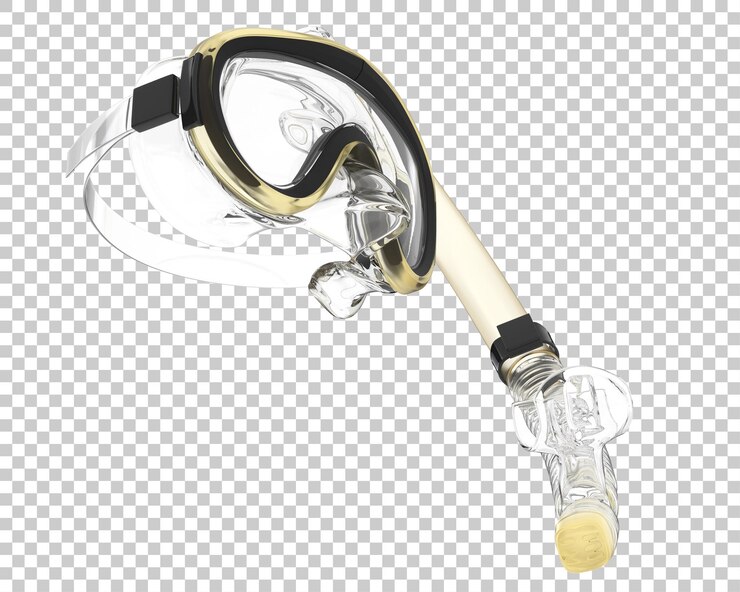 Maschera subacquea per lo snorkeling su sfondo trasparente 3d rendering illustrazione