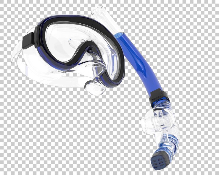 PSD maschera subacquea per lo snorkeling su sfondo trasparente 3d rendering illustrazione