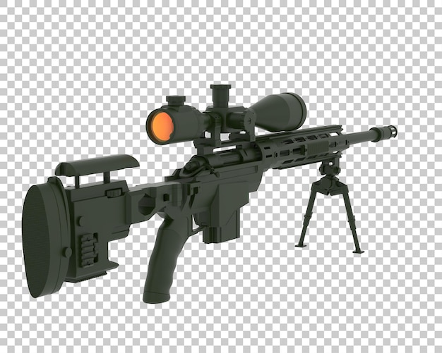 Maschinengewehr mit Zielfernrohr auf transparentem Hintergrund 3D-Darstellung