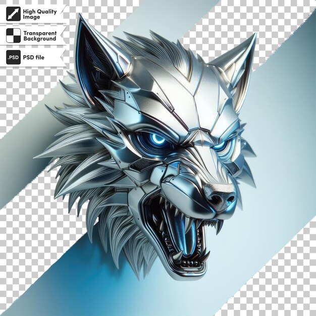 PSD mascota de cabeza de lobo sobre un fondo transparente