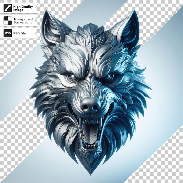 PSD mascota de cabeza de lobo sobre un fondo transparente