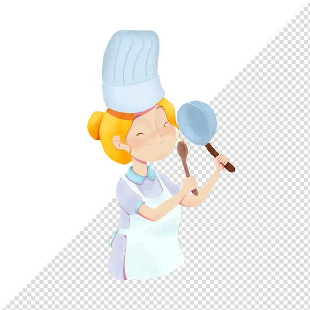 PSD mascote chef ilustração desenho à mão