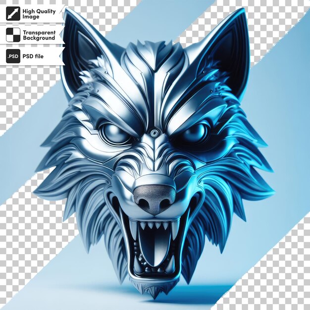 PSD mascote de cabeça de lobo em fundo transparente