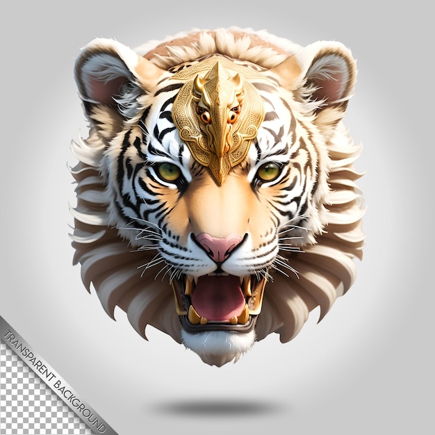 Mascote de cabeça de tigre com fundo transparente