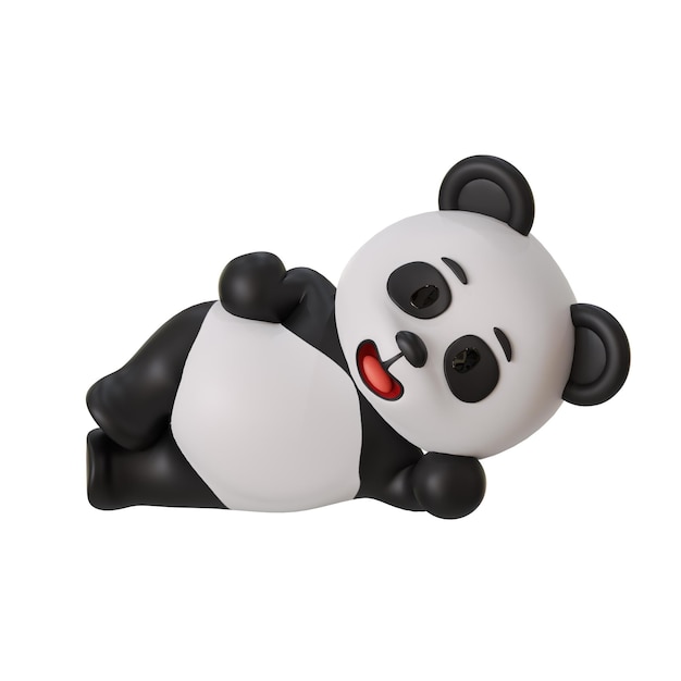 Mascote de panda bonito em postura relaxante