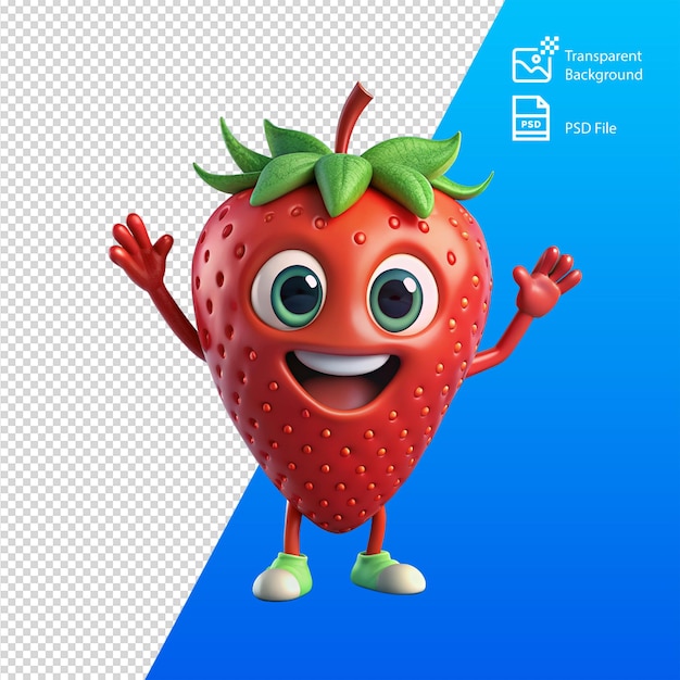 PSD la mascotte de la fraise vibrante en 3d