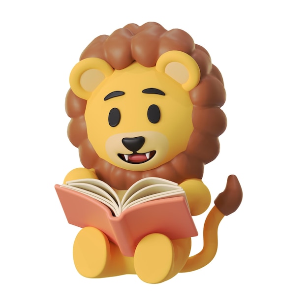 Mascotte Leone carino Libro da lettura