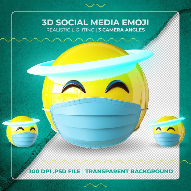 PSD maskierter engel 3d emoji