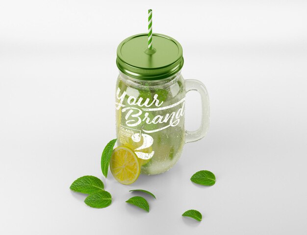 PSD mason jug com mojito mockup