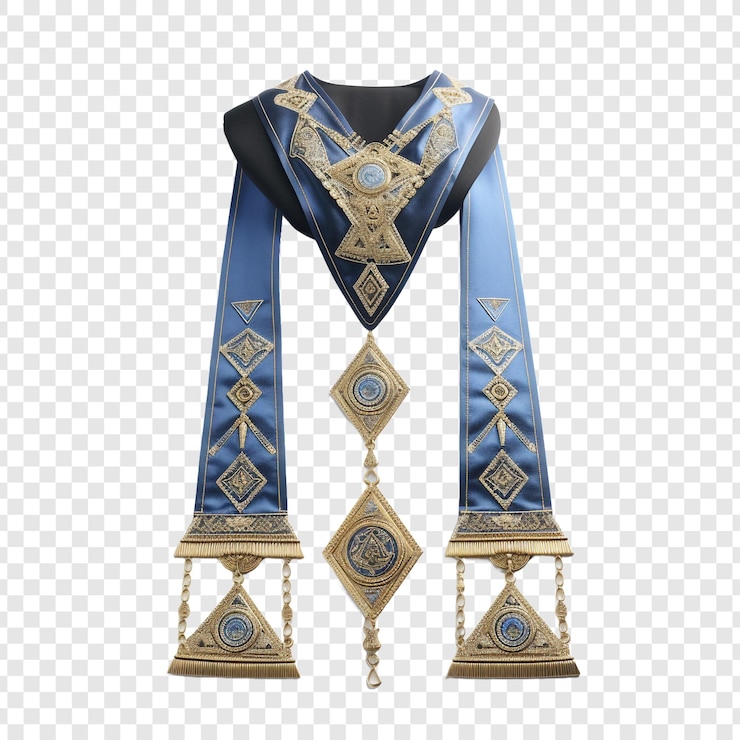 PSD masonic sash komboloi jewellery isolated on transparent background