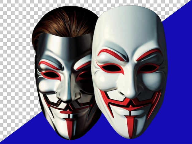 PSD masque 3d autocollant anonyme personnage fictif gratuit sur fond transparent