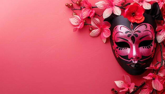 Un Masque De Carnaval Avec Un Fond Rose