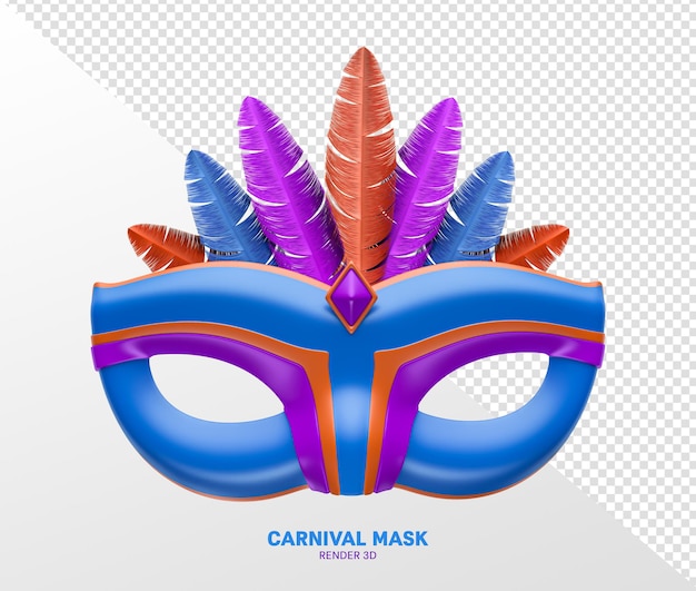 PSD masque carnaval rendu 3d transparent isolé réaliste