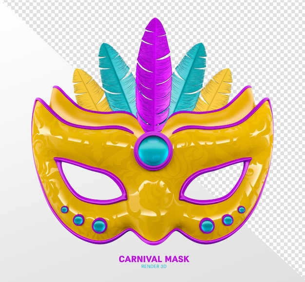 PSD masque carnaval rendu 3d transparent isolé réaliste