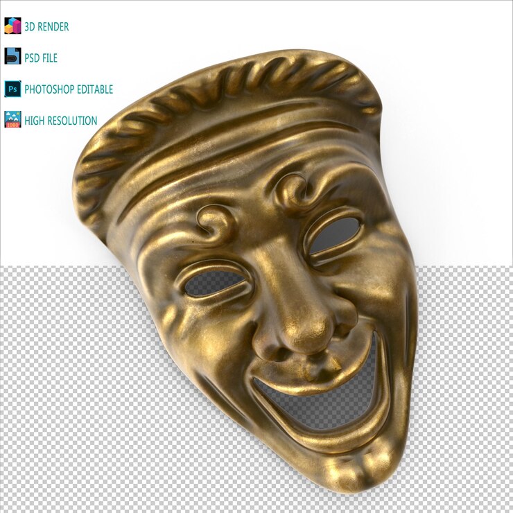 PSD le masque facial du théâtre modélisation 3d psd
