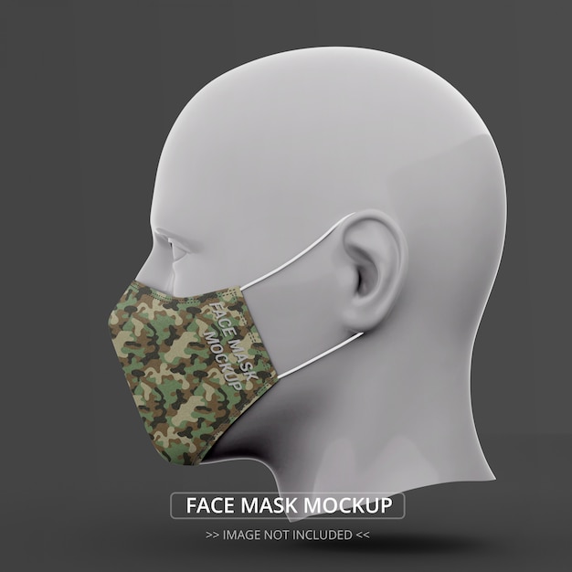 PSD masque facial maquette vue latérale mannequin homme