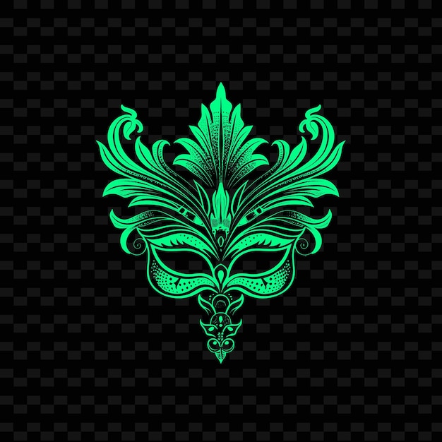 PSD masque vert sur fond noir avec un motif de masque