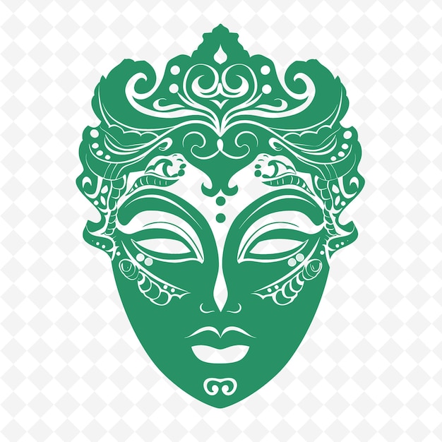 PSD un masque vert avec un motif de visage sur un fond blanc