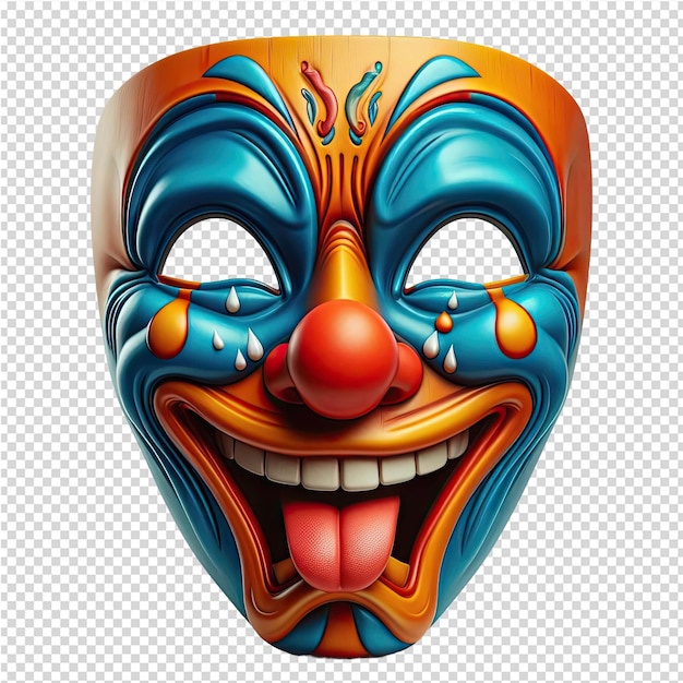 PSD un masque avec un visage bleu et orange et le mot masque dessus