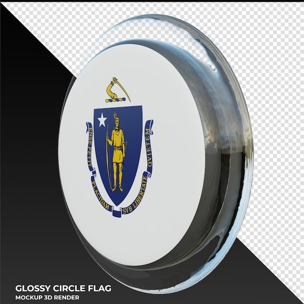 Massachusetts0002 bandeira de círculo brilhante texturizado 3d realista