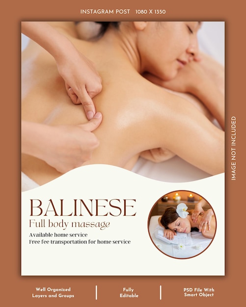 Massage and Spa Social Media and Instagram Post Design Template