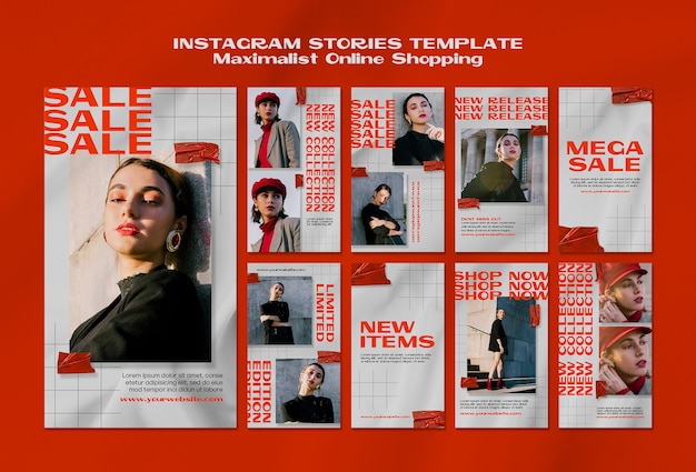 Massimista modello di storie di instagram di shopping online