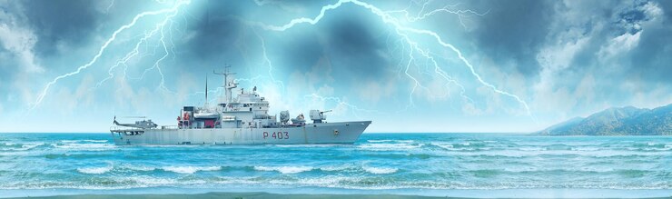 PSD massive battleship braving rough seas a dramatic photo naval warships and aircraft in the open sea