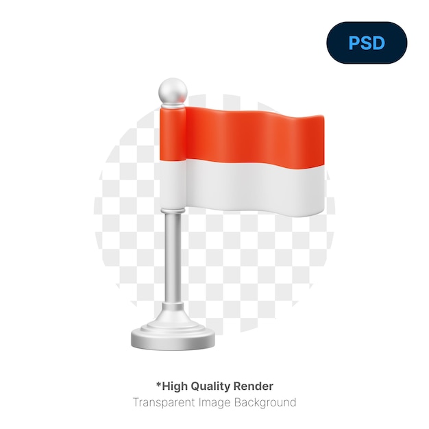 PSD le mât du drapeau indonésien 3d icon premium