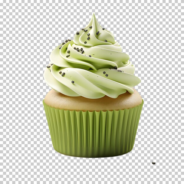 PSD matcha cupcake png isoliert auf transparentem hintergrund.