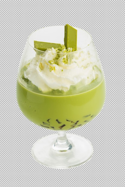 Matcha Green Tea Smoothie e Whipped Cream Topping isolados sobre um fundo transparente