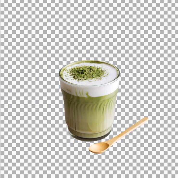PSD un matcha latte aislado sobre un fondo transparente