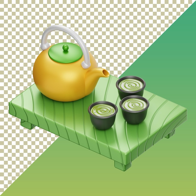 Matcha-Tee-Zeremonie auf isolierter und transparenter Hintergrund