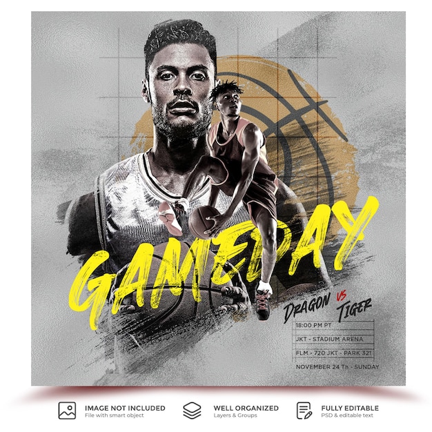 PSD matchday-basketball-flyer social-media-beitragsvorlage